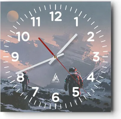 Produktbild von Wanduhr - Quadrat - Glasuhr - Kosmos Planet - 30x30cm - Schleichendes Uhrwerk - Lautlos - zum Aufhängen bereit - Dekoration Modern - Wanddekoration aus Glas - C4AC30x30-3906