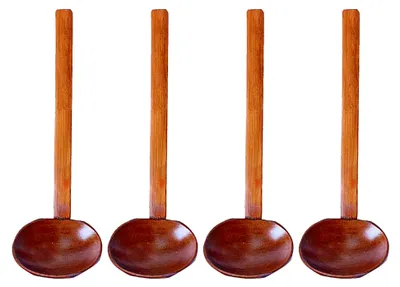 Produktbild von 4 Stück japanische Suppenlöffel: Holz-Ramenlöffel mit langem Griff – 20,9 x 7 x 3 cm große Kelle zum Mischen, Rühren und Kochen von Brei