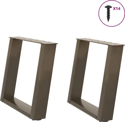 Image de Pieds de table basse en U, 2 pièces, acier naturel, 50 x (42-43) cm