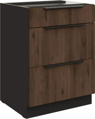 Produktbild von Küchen Unterschrank 60 cm Küche MONZA Okapi Nußbaum Soft-Close Küchenzeile