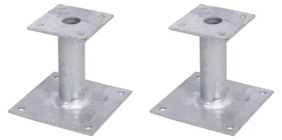 Zdjęcie produktu dla Alberts 2 x wsporniki słupków, płyta 150x150 mm, rura Ø 42 mm, ocynkowana ogniowo, do przykręcenia