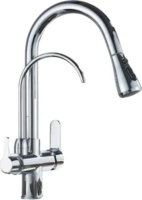 Immagine prodotto di Rubinetto da cucina con filtro e doccetta estraibile - Rotazione a 360 gradi - Acqua calda e fredda - Miscelatore