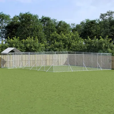 Produktbild von vidaXL Outdoor-Hundezwinger mit Dach Silbern 10x8x2,5 m Stahl Verzinkt