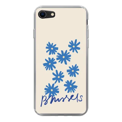 Produktbild von MuchoWow® Handyhülle Schutzhülle Hülle für iPhone 7 Blume - Design - Brüssel - Minimalismus Silikon Softcase Handy Hülle - Kartenhalter