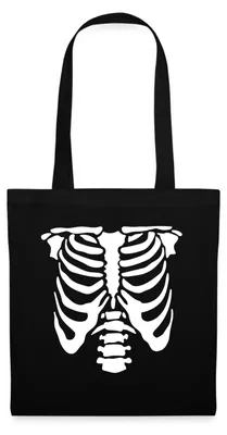 Produktbild von Spreadshirt Halloween Skelett Kostüm Stoffbeutel, One size, Schwarz