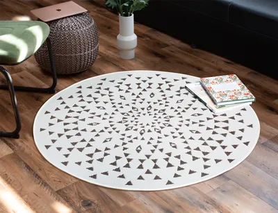 Produktbild von In- & Outdoor Teppich Rund FINN Creme-Braun, Ø120cm