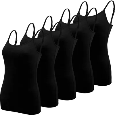 Immagine prodotto di BQTQ, confezione da 5 canottiere da donna, top a spalline sottili, modello basic
