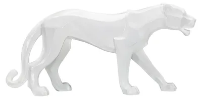 Immagine prodotto di Scultura Pantera geometrica in resina bianca lucida 70 cm
