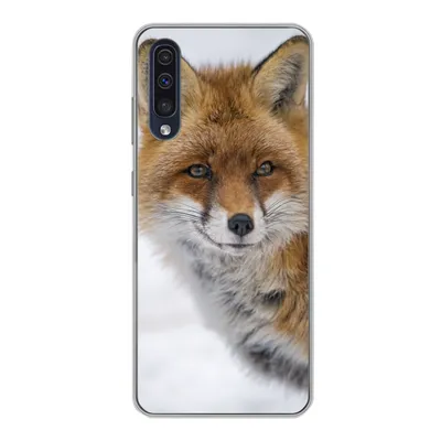 Produktbild von MuchoWow® Handyhülle Schutzhülle Hülle für Samsung Galaxy A30s Fuchs - Porträt - Schnee Silikon Softcase Handy Hülle - Karteninhaber