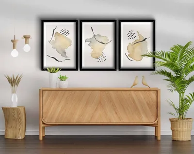 Obrázok produktu pre Wallity, 3P3853NISCT-014, Dekoratívny obraz v ráme z MDF (3 kusy), 100 % MDF, béžová, 38 x 53 cm