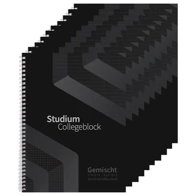 Obrázok produktu pre Školský blok DUO – 10 kusov – kockovaný a linkovaný – čierny – DIN A4 – 80 listov – 2 v 1 – 80 g objemový papier – dierovaný – perforovaný