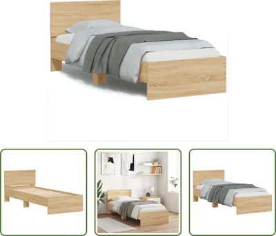Produktbild von The Living Store Bettgestell mit Kopfteil Sonoma-Eiche 90x190 cm Holzwerkstoff