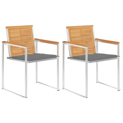 Produktbild von Gartenstühle mit Kissen 2 Stk. Massivholz Teak und Stahl