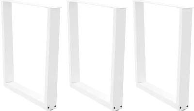 Image de Pieds de table à manger en forme de V, 3 pièces, blanc, 80 x (72-73,3) cm, acier