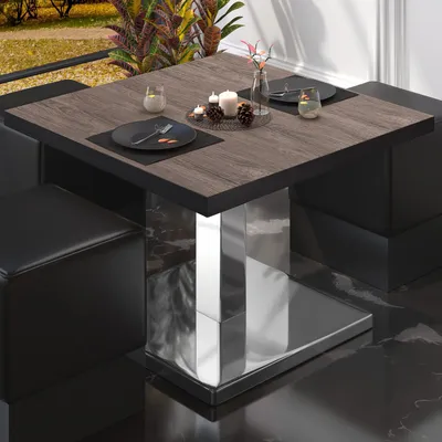 Produktbild von BM | Bistro Loungetisch | B:T:H 70 x 70 x 41 cm | Light Wenge / Edelstahl | Bistro Tisch Loungetisch