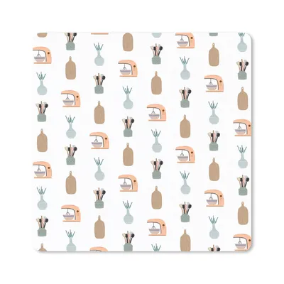 Produktbild von MuchoWow® Mauspad Mousepad Küchenutensilien - Muster - Pastell 30x30 cm - Mousepads - Maus Mat - Pad - Mausunterlage - Gaming