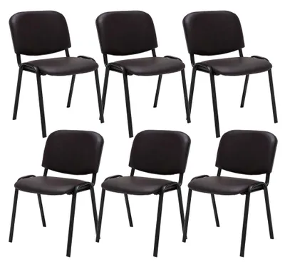 Produktbild von CLP 6er Set Besucherstuhl Ken Kunstleder stapelbar mit einer Sitzhöhe von 44 cm braun