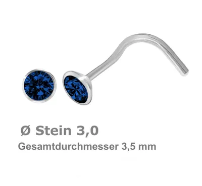 Produktbild von Nasenpiercing 3,5mm blau 925 Silber