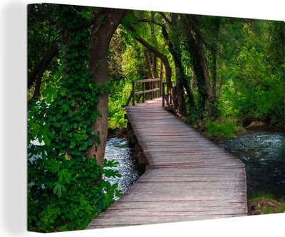 Obrázok produktu pre OneMillionCanvasses® - Maľba na plátne - Obraz na plátne Nástenná maľba na plátne - Les - príroda - most - 150x100cm - Fotografia na plátne - maľba na