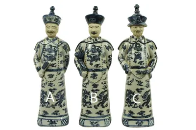 Obrázek produktu pro Fine Asianliving Čínský císař porcelán Figurka Tři generace dynastie Qing Sochy Ruční výroba Set/3 Š12xH10xV42cm