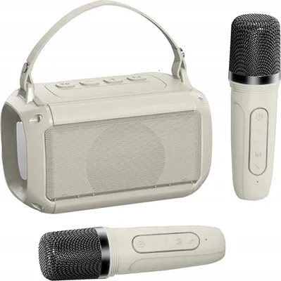 Image de Mini Haut-Parleur Karaoké Bluetooth Sans Fil 2 Microphones Led Pour Enfants Xl