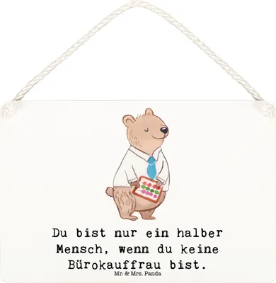 Produktbild von Mr. & Mrs. Panda Schild Bürokauffrau Herz DIN A6 - Weiß - Geschenk, Wandbild Holz, holzbild, Holzschild, Beruf, kleine aufmerksamkeit, Kauffrau für Büromanagement, Spruch