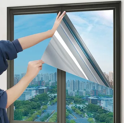 Produktbild von Sonnenschutzfolie, Wärmedämmung Fensterfolie Tönungsaufkleber, Reflektierende Sichtschutzfolie für das Home Office, 50*200cm, Blau grau