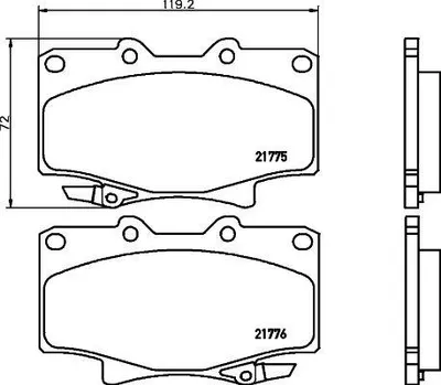 Produktbild von HELLA Bremsbeläge Satz Vorne Bremsklötze für TOYOTA LAND CRUISER (PZJ7, KZJ7, HZJ7, BJ7, LJ7, RJ7) 8DB 355 016-871