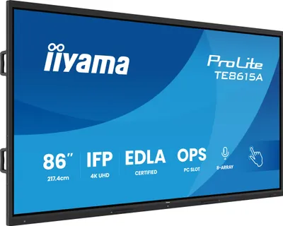 Produktbild von iiyama TE8615A-B2AG Signage-Display Interaktiver Flachbildschirm 2,17 m (85.6") WLAN 550 cd/m² 4K Ultra HD Schwarz Touchscreen Eingebauter Prozessor Android 24/7