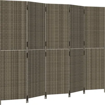 Zdjęcie produktu dla vidaXL Paravent 5-tlg. Grau Poly Rattan