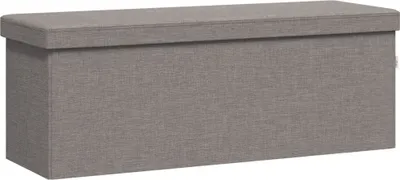 Obrázek produktu pro vidaXL Skládací lavice s úložným prostorem Světle šedý vzhled lnu