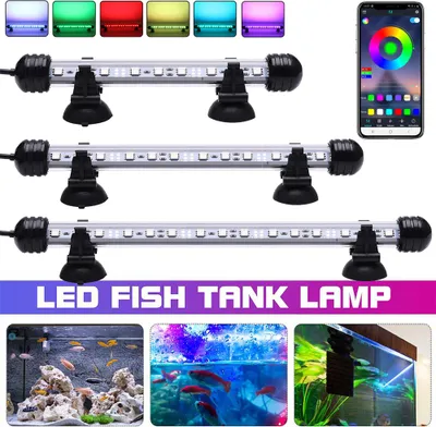 Produktbild von 28cm LED Aquarien Beleuchtung Aquarium Lampe IP68 Wasserfest Bluetooth APP Steuerung RGB Licht Aufsetzleuchte Dimmbar Fisch Tank Unterwasser Lampe
