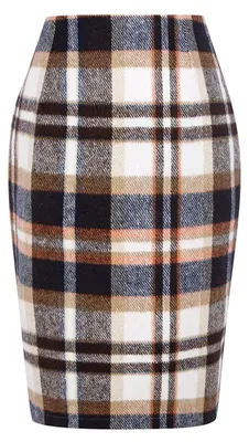 Produktbild von Damen Karorock für Herbst und Winter - Kurzer Bleistiftrock mit Schlitz
