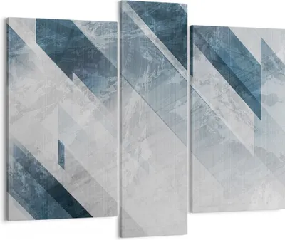 Produktbild von Bild auf Leinwand - Leinwandbild - 3 Teile - Blau Weiß Figuren - 95x80cm - Wand Bild - Wanddeko - Wandbilder - Leinwanddruck - Bilder - Wanddekoration - Leinwand bilder - Wandbild - CB95x80-5082