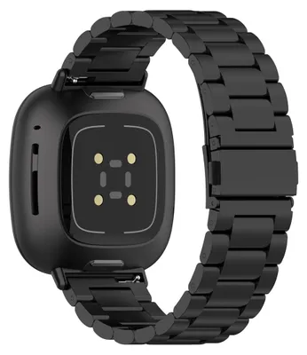 Produktbild von By Qubix passend für Fitbit Versa 3/4 & Sense 1/2 Metall-Gliederarmband - Schwarz