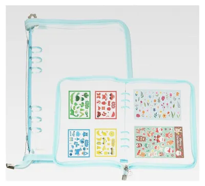 Produktbild von Sticker Organizer Binder Wiederverwendbares A5 Sticker Album Sammelbuch mit Glitzer Cover und Reißverschluss in Blau