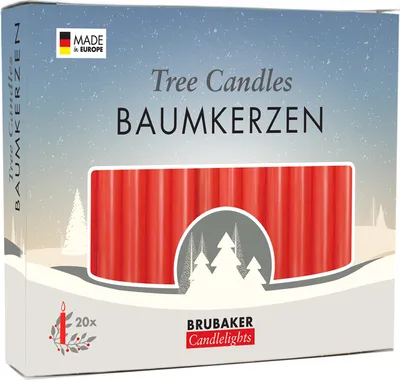 Image de BRUBAKER Bougies d'arbre en cire - Bougies de Noël pour pyramides de Noël et arcs de lumière - Bougies d'arbre de Noël en forme de pyramide, 100 pièces, rouge