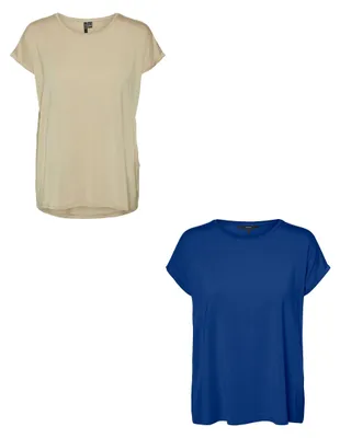 Produktbild von VERO MODA 2er-SET Einfarbiges T-Shirt Basic Stretch Oberteil Größe: XL