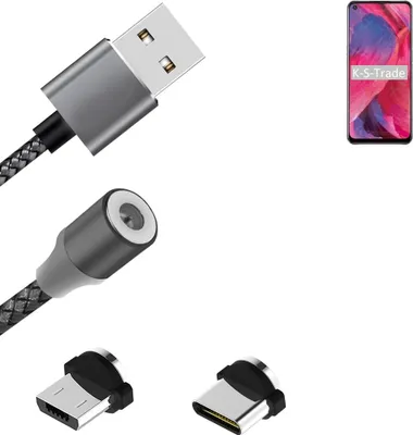 Produktbild von K-S-Trade Hochwertiges Magnet-Lade-kabel Sync-Kabel Daten-Kabel für Oppo A74 5G mit USB-Typ-C-Anschluss und Micro-USB-Anschluss 2A bis zu 480mbps