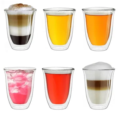 Produktbild von Creano doppelwandige Gläser 250ml „DG-V“, 6er Set, Thermoglas doppelwandig aus Borosilikatglas, Kaffeegläser, Teegläser, Latte Gläser, Doppelwandgläser