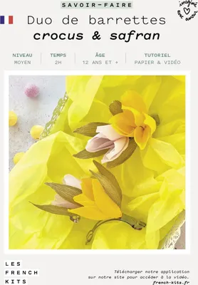 Produktbild von Bastelset aus Papier - 2 gelbe und rosa Blumenhaarspangen