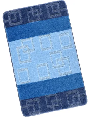 Produktbild von Badteppich im Cube Design, Blau, 60 x 100 cm, 100% Polypropylen, rutschfest