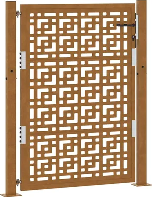 Image de Portail de jardin 100x125 cm en acier patiné avec croix
