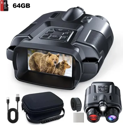 Immagine prodotto di Binocolo tattico notturno digitale - Z095. Zoom 8x, visione notturna a infrarossi 4K, portata 600 metri, memoria 64GB, batteria 5000 mAh. Colore: nero