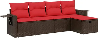 Zdjęcie produktu dla vidaXL 5-częściowa sofa ogrodowa z poduszkami, brązowa, z polirattanu