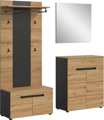 Produktbild von Garderoben-Set Canu 1 | grau / Artisan Eiche | 4-teilig ohne