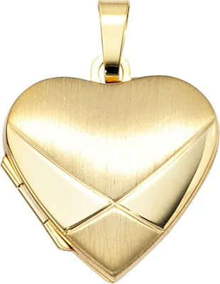 Produktbild von Anhänger Medaillon Amulett als Herz 585 Gold Gelbgold mattiert Halsschmuck