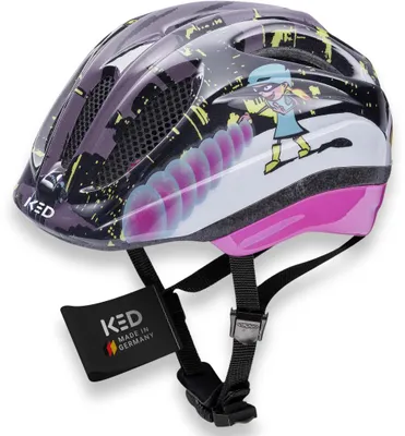 Produktbild von Meggy Trend Kinder Fahrradhelm,  Germany, mit LED-Rücklicht, nur 220g, QUICKSAFE Verstellsystem und Insektenschutz; ked superhero, 44-49 (XS)