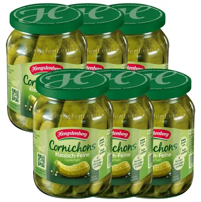Image de Hengstenberg Cornichons classiques fins petits cornichons 330g 6er Pack