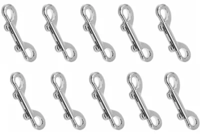 Produktbild von Karabinerhaken 10er Set mit 2 Ösen - Ösen ca. 10 mm Doppelkarabiner Haken